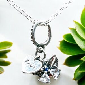 NWOT Sterling silver butterfly pendant necklace 18”